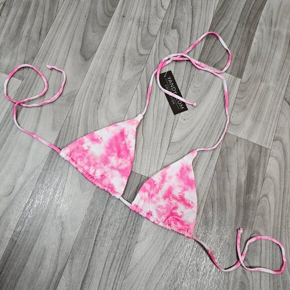 NWT Yandy Swim Tie Dye Pink Multicolor Triangle Bikini Top - Picture 4 of 5